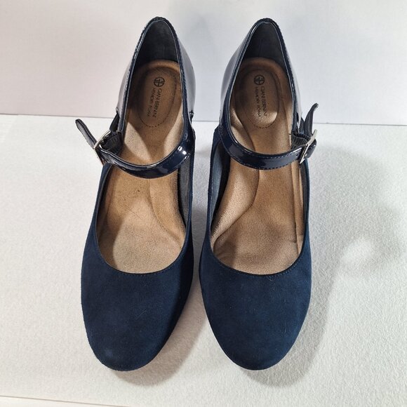 Giani Bernini sz 8.5 Navy Blue Suede & Patent Colorblock Velmah Pumps, 3" Heel - Picture 2 of 14